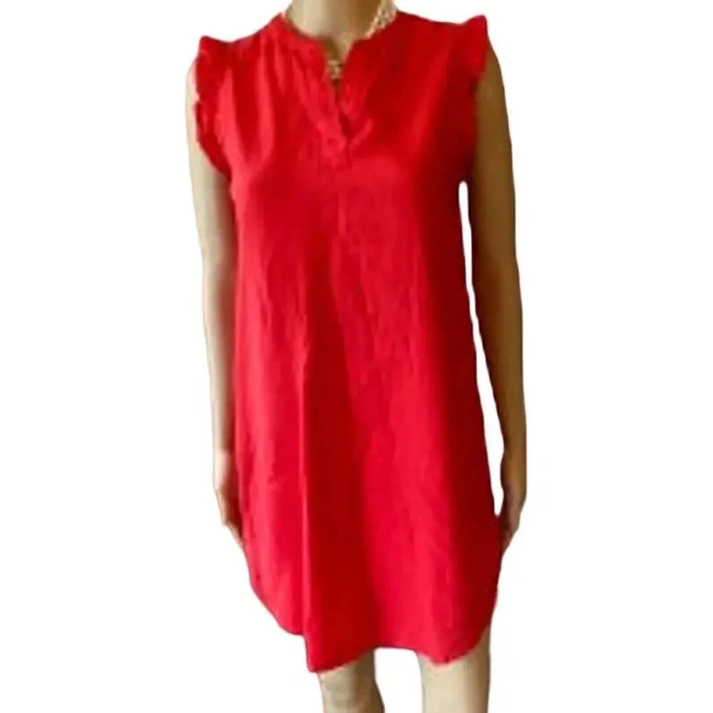 Just living Linen Blend Beach Summer Minimalism Tank Dress Women Size XS